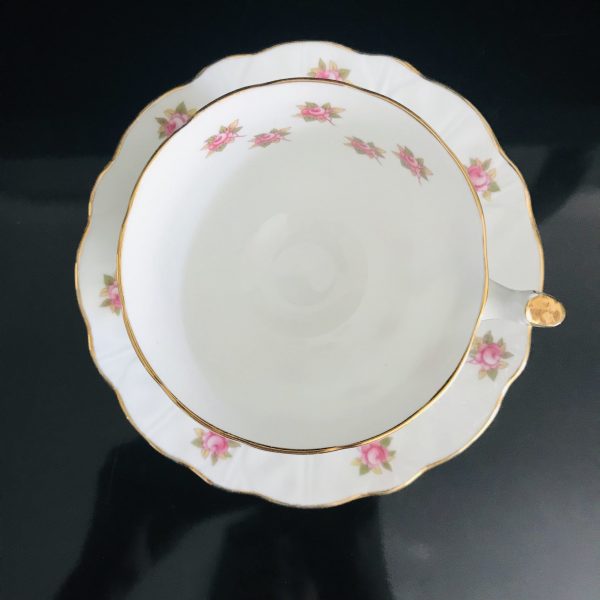 Aynsley Tea Cup and Saucer Fine bone china England  Pink rose Chintz Scalloped gold trim Collectible Display Coffee farmhouse bridal