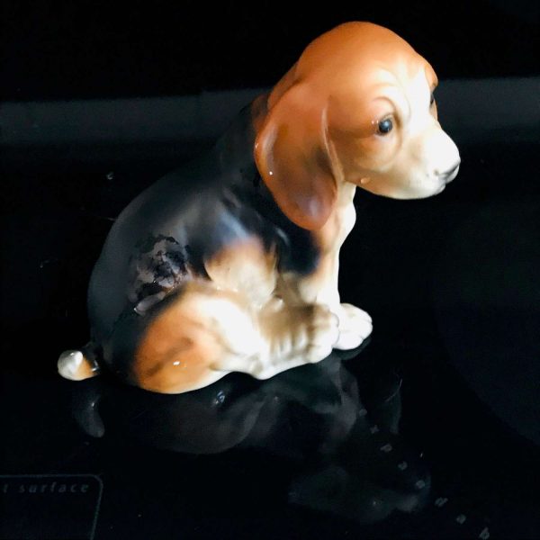 Beagle Dog Figurine matte finish fine bone china Norleans Japan 5" tall collectible display farmhouse cottage bedroom
