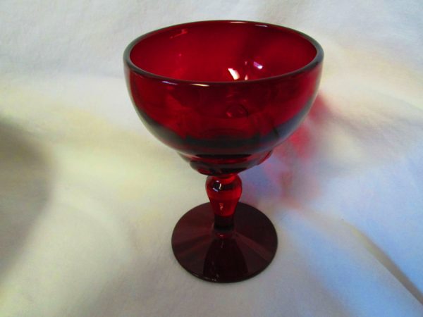 Beautiful 14 Art Deco Ruby Red Moondrops Goblets Mint Condition Original, Not Reproduction 4" tall 2 7/8" across Cordials Stemware