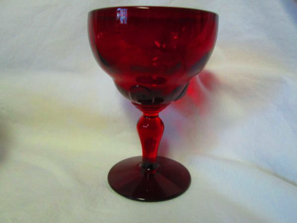 Beautiful 14 Art Deco Ruby Red Moondrops Goblets Mint Condition Original, Not Reproduction 4" tall 2 7/8" across Cordials Stemware