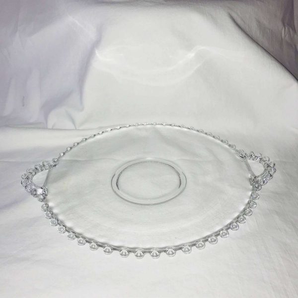 Beautiful Candlewick Serving tray cake plate handled platter clear glass display collectible farmhouse cottage dining serving