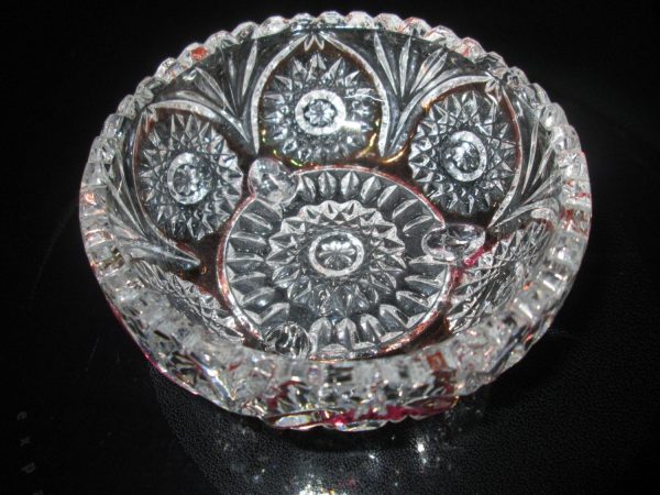 Beautiful Cut Glass footed dish red and clear