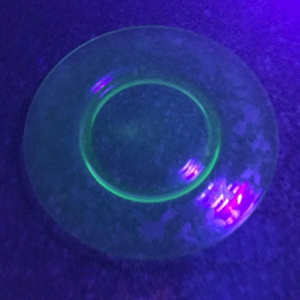 Beautiful Depression Glass Uranium etched plate glows bright green under blacklight decor collectible glass farmhouse collectible display