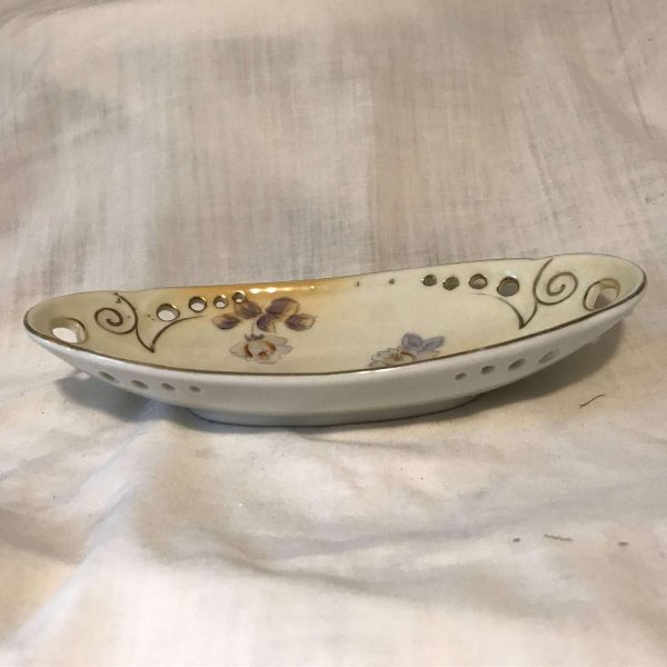 Beautiful Fine bone china oval serving decorative double handle bowl transfer ware dish