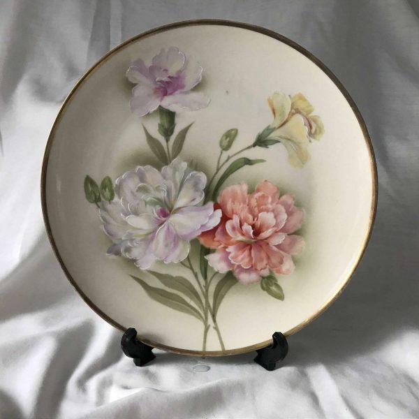 Beautiful Hand Painted Rose Plate Royal Munich Germany Porcelain Collectible display farmhouse cottage shabby chic elegant plate