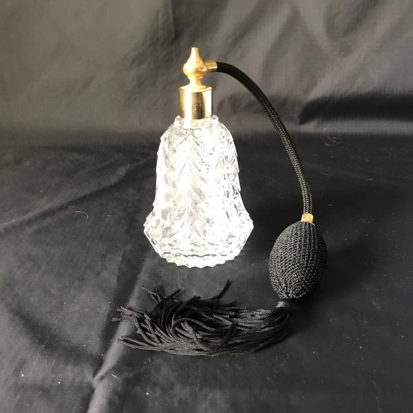 Beautiful Mid Century Glass Perfume Bottle drape pattern Mint Condition Vanity fragrance display collectible atomizer