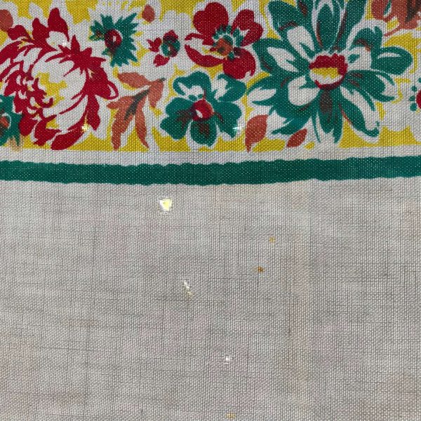 Beautiful Vintage Printed Cotton Retro Kitchen Tablecloth 44"x56" Aqua Yellow pink red Mid Century