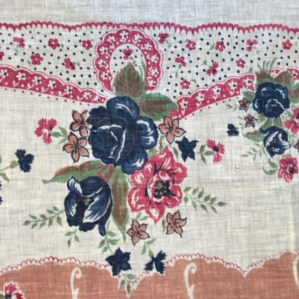 Beautiful Vintage Printed Cotton Retro Kitchen Tablecloth 50" x 64"" Pink blue light green floral farmhouse kitchen