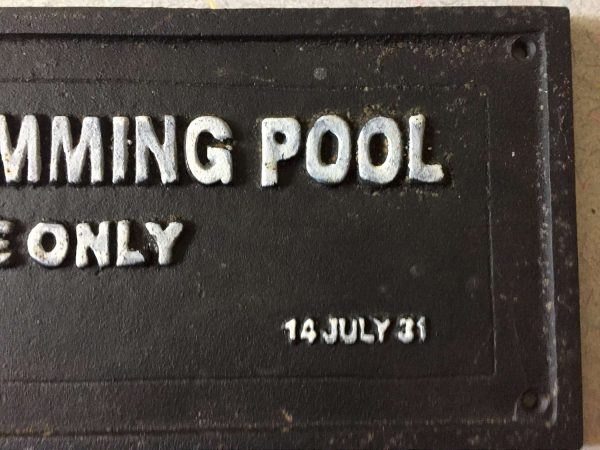 Black CAST IRON SIGN SWimming Pool Rules Selma Alabama Memorobialia July 31 1914 Fourth of July Civil Rights African AMerican History