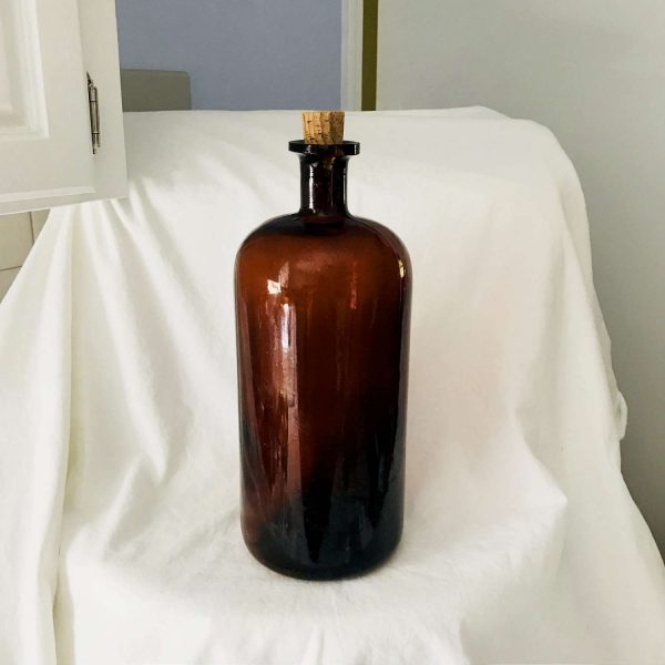 Blown Glass Antique Apothecary Bottle Jar Jug Drugstore Pharmacy Medical Collectible Pharmaceutical display 1880's amber cork top