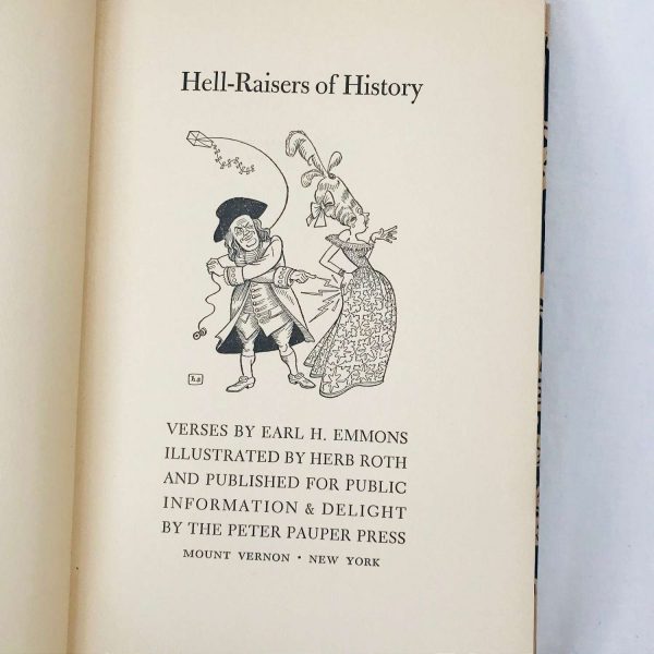 Book Hell Raisers of History 1948 Peter Pauper Press Collectible Display Illustrated 91 pages comedy jokes riddles