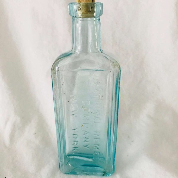 Bottle Antique Apothecary Pharmacy medicine jar Medical Pharmaceutical display collectible National Remedy Company New York Aqua