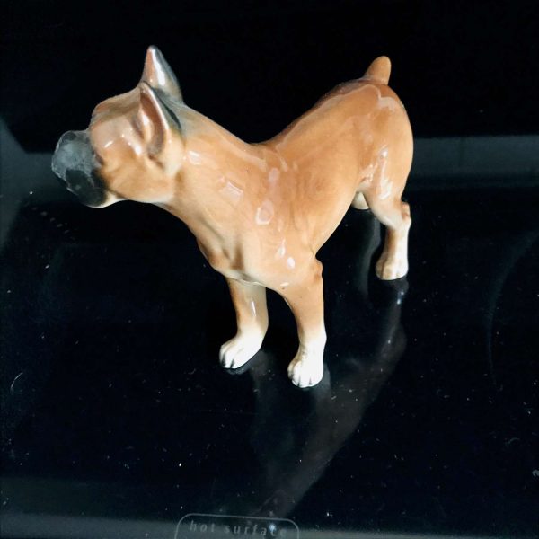 Boxer Standing Dog Figurine gloss finish fine bone china Norleans Japan 7 1/2" across collectible display farmhouse cottage bedroom