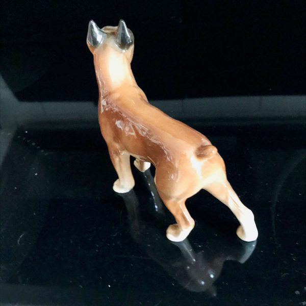 Boxer Standing Dog Figurine gloss finish fine bone china Norleans Japan 7 1/2" across collectible display farmhouse cottage bedroom