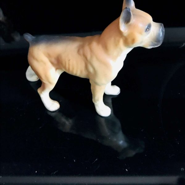 Boxer Standing Dog Figurine matte finish fine bone china Norleans Japan 7 1/2" across collectible display farmhouse cottage bedroom