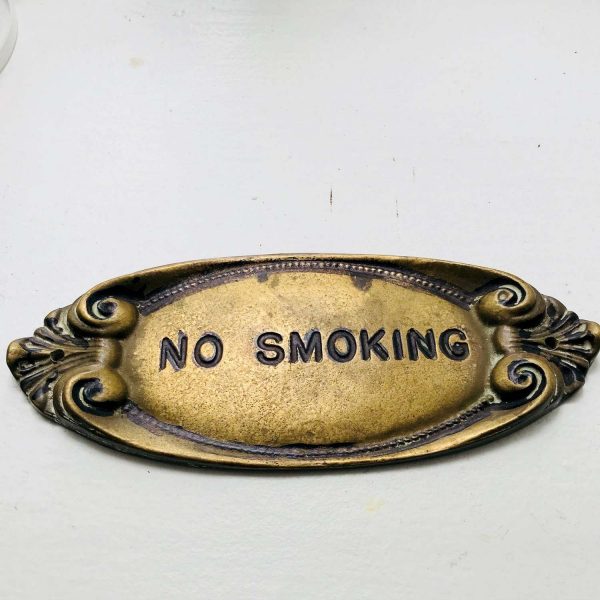 Brass No Smoking Plate sign from Commercial Ship Collectible display brass ornate plate farmhouse cottage porch front door back door plaque