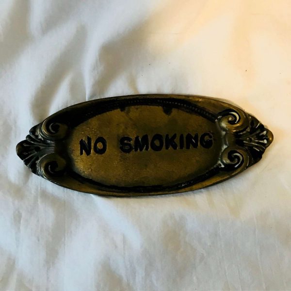 Brass No Smoking Plate sign from Commercial Ship Collectible display brass ornate plate farmhouse cottage porch front door back door plaque