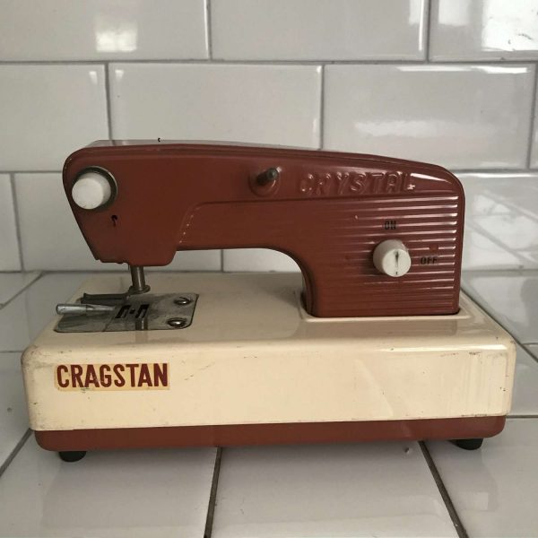 Child size Cragstan sewing machine Battery Operated Japan all metal display collectible farmhouse toy pretend play