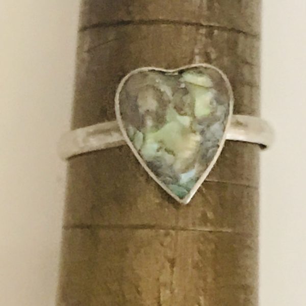 Child's Sterling silver vintage ring abalone heart marked .925 child size 11