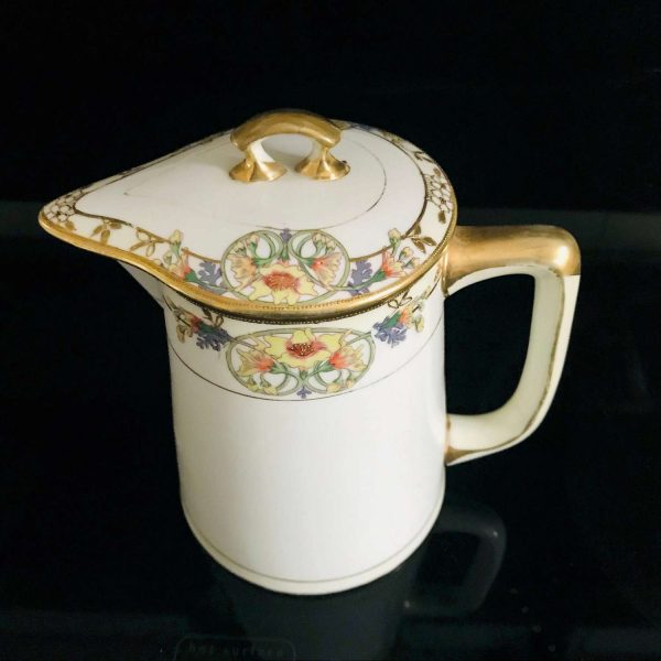 Coffee Tea Hot Water Pot Very Detailed heavy gold Art Nouveau Hand painted Nippon Dining Serving Collectible Display RARE