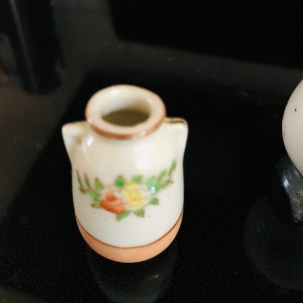 Collectible lot of miniatures curio vases urns ewer pitcher Germany Japan 1940's farmhouse collectibles display cottage bedroom vanity