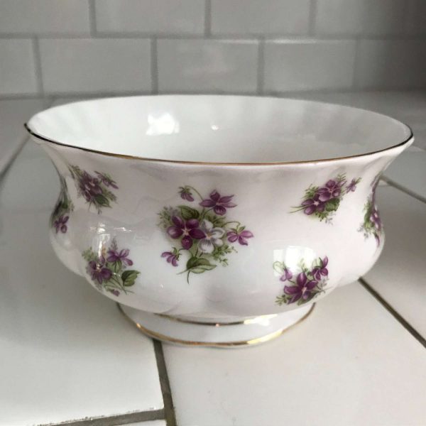 Cream and Sugar Royal Albert England Sweet Violets Pattern gold Trim collectible fine bone china display farmhouse cottage table top