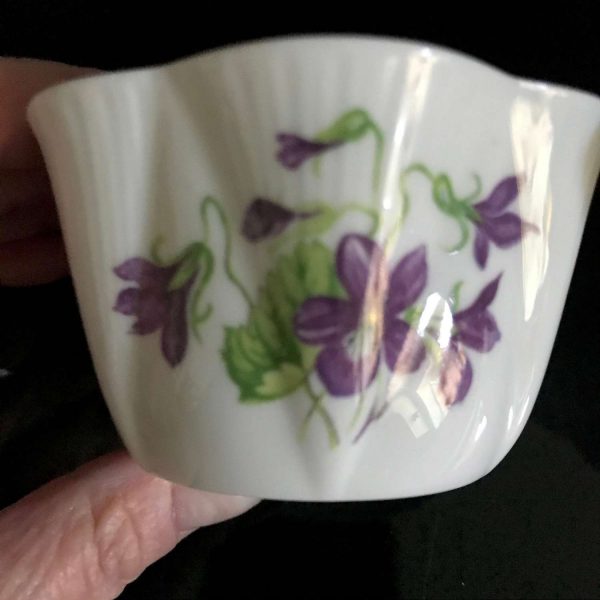 Cream and Sugar Shelley England Violets Pattern lavender Trim collectible fine bone china display farmhouse cottage table top