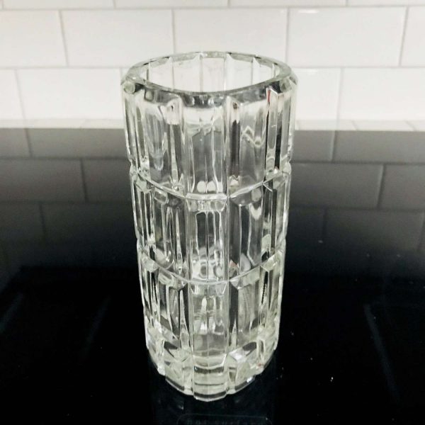 Crystal Oval Bud Vase with Checked Cut pattern Heavy lead crystal Tuscany Hand made Yougoslavia display collectible elegant crystal Mod