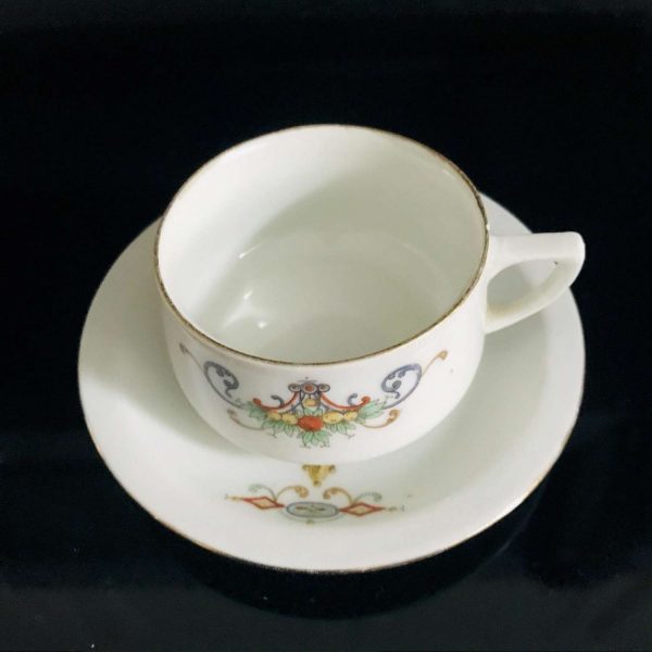 Demitasse tea cup and saucer Richard Ginori Italy EARLY Art Nouveau Hand painted Dining Serving Collectible Display RARE