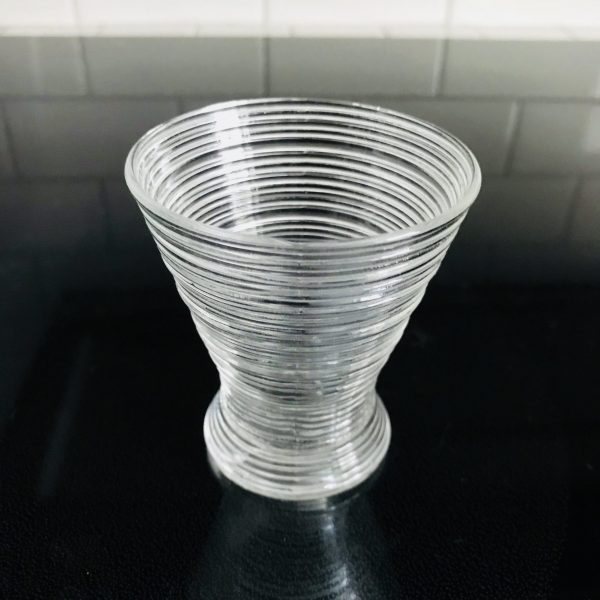 Depression Glass juice cup ribbedl glass farmhouse collectible display kitchen cottage bathroom glass 4 1/4" tall 2" across