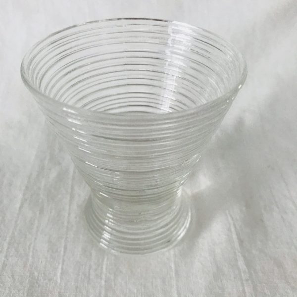 Depression Glass juice cup ribbedl glass farmhouse collectible display kitchen cottage bathroom glass 4 1/4" tall 2" across