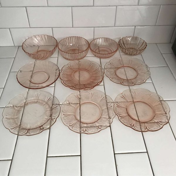 Depression glass Lot of 11 pieces farmhouse collectible glass display mix and match glass
