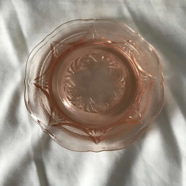 Depression glass Pink Royal Lace 3 small 6" snack plates depression era farmhouse collectible glass display