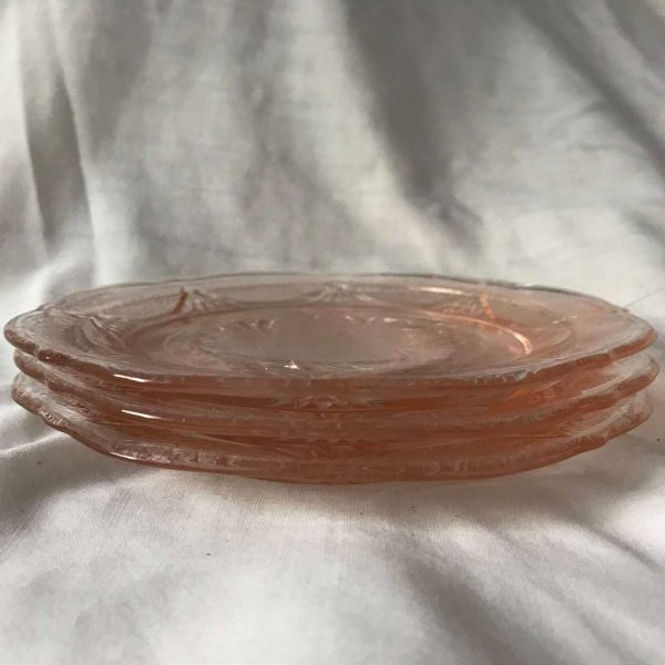 Depression glass Pink Royal Lace 3 small 6" snack plates depression era farmhouse collectible glass display