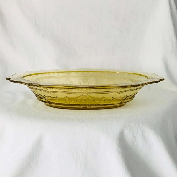 Depression glass Yellow Madrid Pattern serving bowl farmhouse collectible display vegetable serving dining bowl
