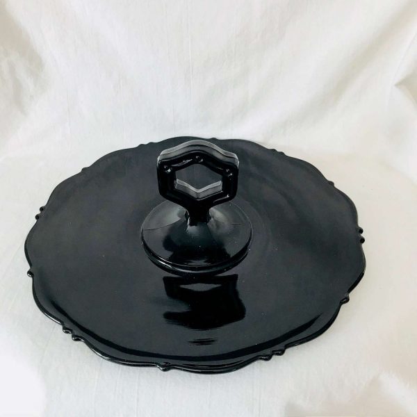 Dessert Plate with Center Handle Art deco Amethyst Glass 1930's Deco Era Collectible Display Farmhouse black purple glass serving dining