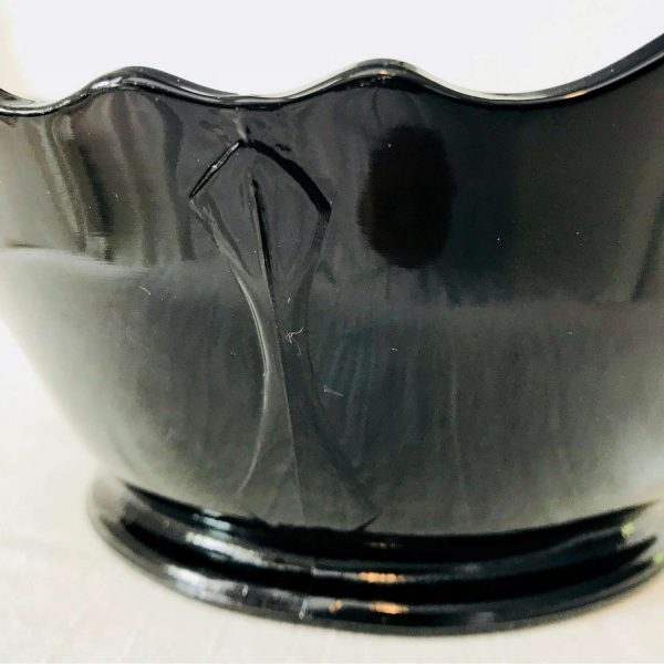 Double Handle Bowl Art deco Amethyst Glass with  1930's Deco Era Collectible Display Farmhouse black purple glass serving dining