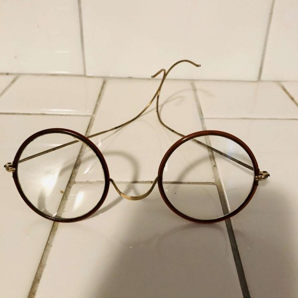 Fantastic Antique Bakelite Eyeglasses with Gold trim Burgundy/brown Bakelite RARE