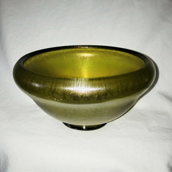 Fantastic Bowl Mid Century Modern Frosted Green Glass Turned in rim collectible display elegant dining serving retro atomic mod