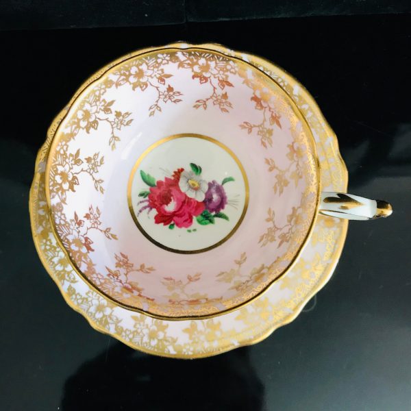 Fantastic Paragon Tea Cup and Saucer England Pink & gold Floral Inside bridal shower Collectible farmhouse Display Cottage serving coffee