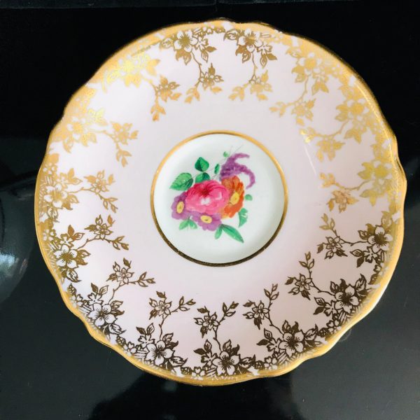 Fantastic Paragon Tea Cup and Saucer England Pink & gold Floral Inside bridal shower Collectible farmhouse Display Cottage serving coffee