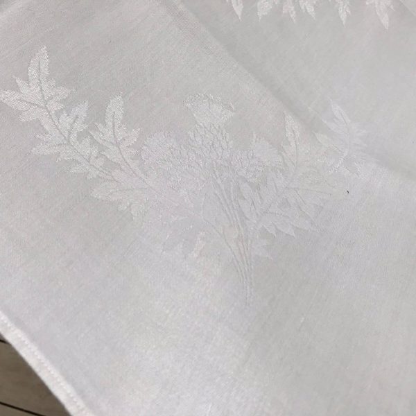 Fantastic Vintage tablecloth Damask Thistle pattern 52" x 70" Cotton with 6 Napkins 21"x21"
