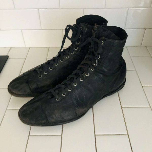 Football Men's Cleets Shoes Black Leather 1935 College man cave sports room museum quality tv movie prop