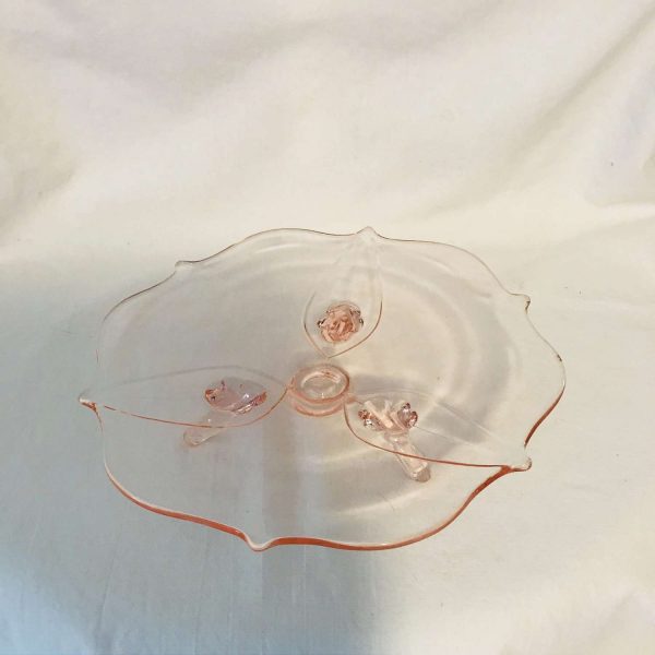 Footed Mint Dish Pink Depression Glass serving dining farmhouse collectible display glass table top display