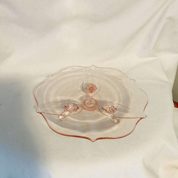 Footed Mint Dish Pink Depression Glass serving dining farmhouse collectible display glass table top display