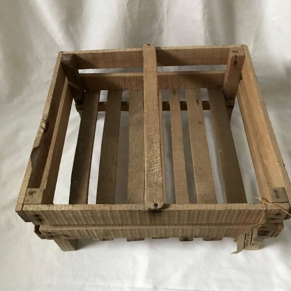 French Farm Basket with Legs all Wooden slatted with Handle Egg basket display collectible farmhouse ranch lodge cabin farm storage kitchen