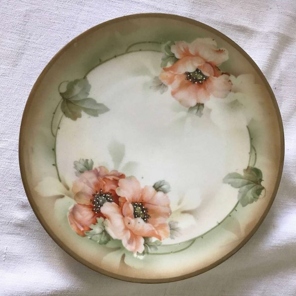 Georgous Hand Painted Orange Poppy Plate Prov. Sax ES Germany Farmhouse Collectible Shabby Chic Cottage Wedding Bridal Shower Fine china