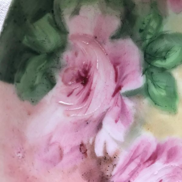 Georgous Hand Painted Pink Rose Plate Bavaria "Dayton" Signed Farmhouse Collectible Shabby Chic Cottage Wedding Bridal Shower Fine china