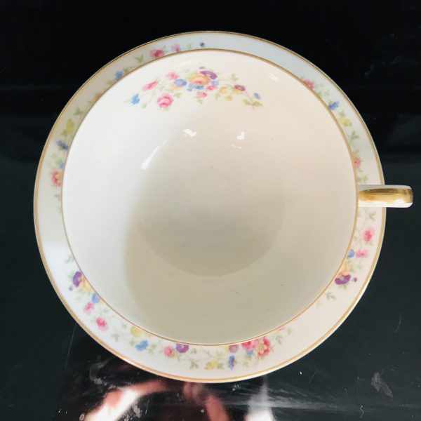 Germany US Zone Thomas Tea cup and saucer Fine bone china dainty floral gold trim farmhouse collectible display dining serving