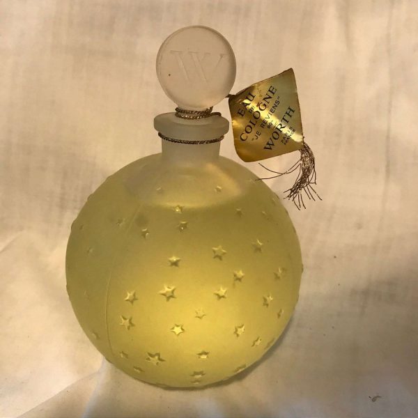 Giant Vintage Worth Perfume Store JE Reviens Display Bottle Factice Crystal bottle and Stopper Dummy Vanity Decor 90 degrees